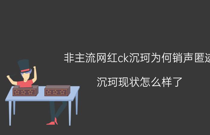 非主流网红ck沉珂为何销声匿迹 沉珂现状怎么样了